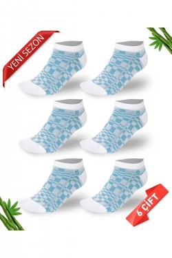 Desenli Sim Detaylı Kadın Bambu Patik Çorap 6'lı Set - 36 - 40 - 10555