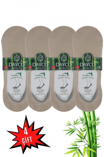 BEJ Renk Yazlık Erkek Bambu Babet Çorap 4'lü Set - C103