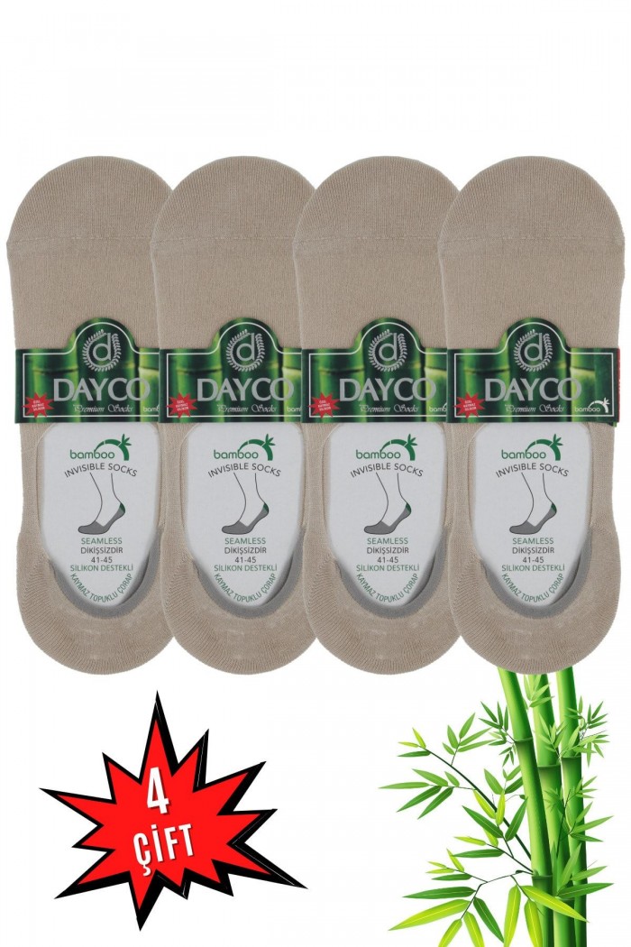 BEJ Renk Yazlık Erkek Bambu Babet Çorap 4'lü Set - C103