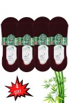 Bordo Renk Yazlık Erkek Bambu Babet Çorap 4'lü Set - C104 - 41-45