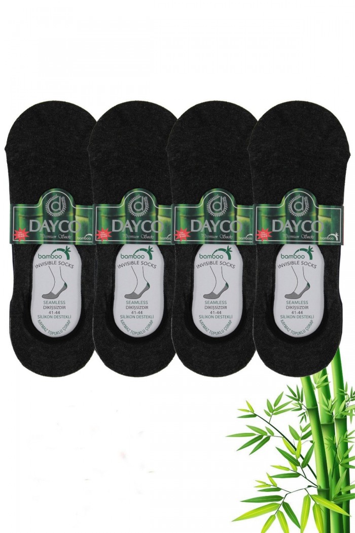 Antrasit Renk Yazlık Erkek Bambu Babet Çorap 4'lü Set - C101
