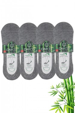 Gri Melanj Renk Yazlık Erkek Bambu Babet Çorap 4'lü Set - C109