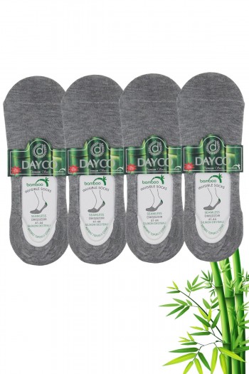 Gri Melanj Renk Yazlık Erkek Bambu Babet Çorap 4'lü Set - C109