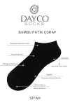 Siyah Renk Yazlık Kadın Bambu Patik Çorap 6'lı Set - 10553-S