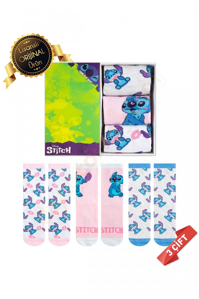 Kutulu Stitch Desenli Lisanslı Orijinal Stitch Çorabı - 36-40 - DL15650206-STC