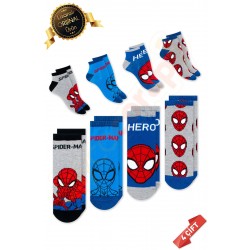 Orijinal Lisanlı Spiderman Desenli Patik Çorap 4lü Karışık Paket - DL15610716-SPDR-PTK-23-26