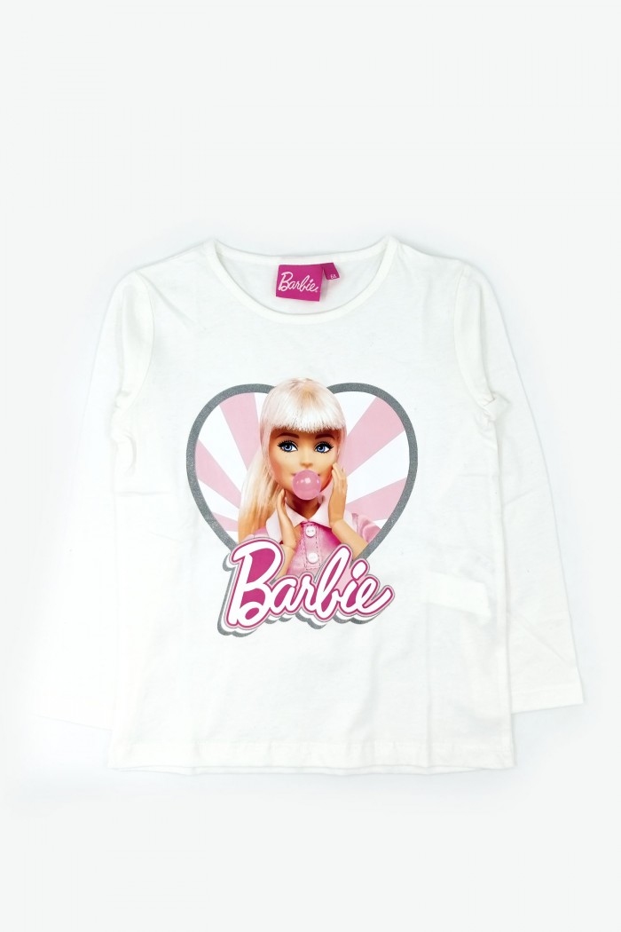 Orijinal Lisanslı Barbie Desenli Uzun Kollu Kız Çocuk T-Shirt - 57737-BRBBDY-5Y