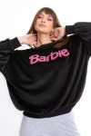Orijinal Lisanslı Barbie Kabartmalı Kadife Kadın Sweatshirt - BARBIE-57365-XXL
