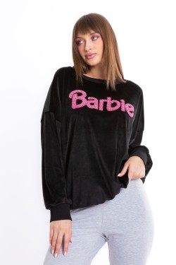 Orijinal Lisanslı Barbie Kabartmalı Kadife Kadın Sweatshirt - BARBIE-57365-L