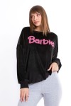 Orijinal Lisanslı Barbie Kabartmalı Kadife Kadın Sweatshirt - BARBIE-57365-S