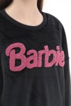 Orijinal Lisanslı Barbie Kabartmalı Oversize Kadife Çocuk Sweatshirt - BARBIE-57353-9-10
