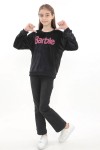 Orijinal Lisanslı Barbie Kabartmalı Oversize Kadife Çocuk Sweatshirt - BARBIE-57353-9-10