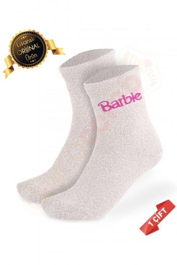 Orijinal Lisanslı Barbie Temalı Beyaz Soket Ev Çorabı - DL15610711-BRB-BYZ-35-37 