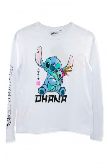 Orijinal Lisanslı Stitch Desenli Uzun Kollu Çocuk Tişört - STCOHNA-55217-12Y