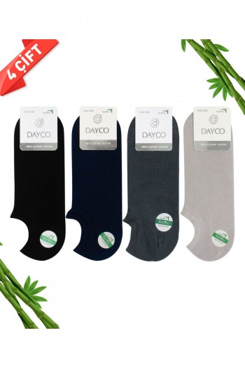 Dayco Premium Bambu Dikişsiz Sneakers Görünmez Spor Çorap 4'lü Asorti - 527AST
