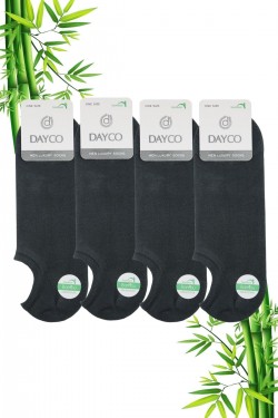 Füme Renk Yazlık Erkek Bambu Sneakers Çorap (Görünmez Çorap) 4'lü Set - 526FUME