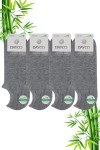 Gri Melanj Renk Yazlık Erkek Bambu Sneakers Çorap (Görünmez Çorap) 4'lü Set - 524GRML