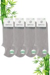 Gri-Taş Renk Yazlık Erkek Bambu Sneakers Çorap (Görünmez Çorap) 4'lü Set - 525TGRI