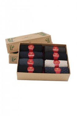 Premium Bambu Yazlık Soket Çorap Kraft Kutulu 8li Karışık Paket - 480-38-40