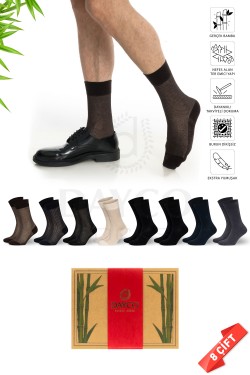 Premium Bambu Yazlık Soket Çorap Kraft Kutulu 8li Karışık Paket - 480-38-40