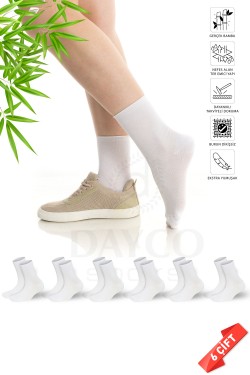 Premium Lastiksiz Sıkma Yapmayan Beyaz Renk Dikişsiz Kadın Bambu Soket Çorap - 36-40 - 371BYZ