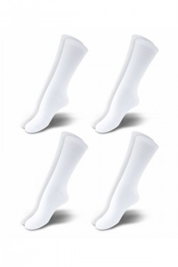 Premium Beyaz Renk Havlu Taban Soket Sporcu Çorabı (4 Çift) - 4529-BYZ-43-46