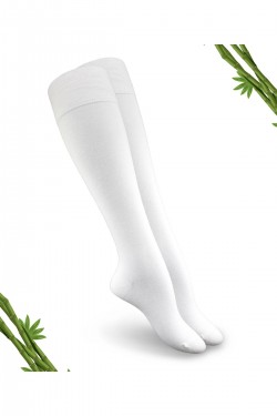 Beyaz Renk Premium Bambu Dikişsiz Kadın Dizaltı Çorap(1 çift) - 390-BYZ-39-42