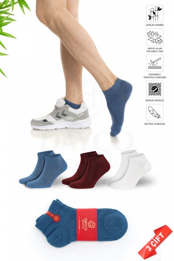 Yazlık Erkek Bambu Patik Çorap 3'lü Asorti Set - 10500-3
