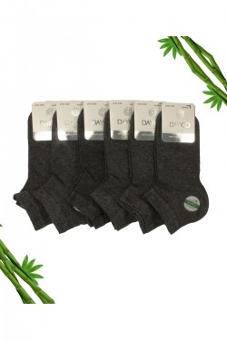 Antrasit Renk Dikişsiz Premium  Erkek Bambu Patik Çorap 6'lı Set - 10500-ANT