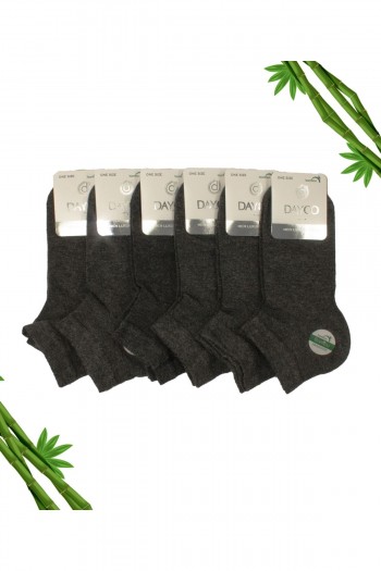 Antrasit Renk Dikişsiz Premium  Erkek Bambu Patik Çorap 6'lı Set - 10500-ANT