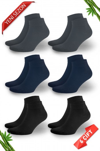 Dayco Dikişsiz Asorti Erkek Patik Bambu Çorap 6'lı Set - 10500-FLS