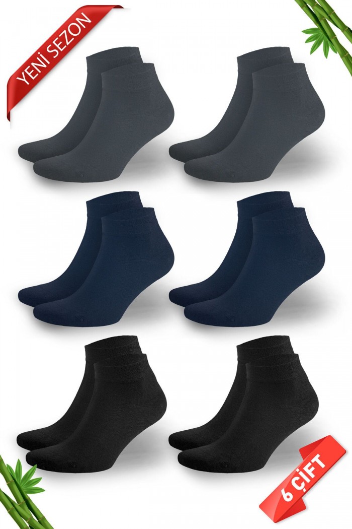 Dayco Dikişsiz Asorti Erkek Patik Bambu Çorap 6'lı Set - 10500-FLS