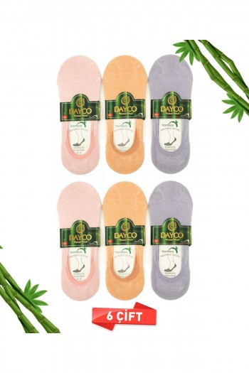 Premium Dikişsiz Kadın Bambu Babet Çorap 6'lı Asorti Set - C56-PTM