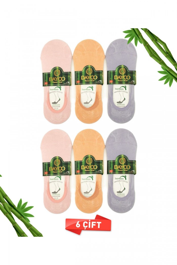 Premium Dikişsiz Kadın Bambu Babet Çorap 6'lı Asorti Set - C56-PTM
