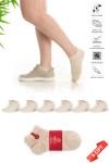 Bej Renk Yazlık Kadın Bambu Patik Çorap 6'lı Set - 10553-BEJ