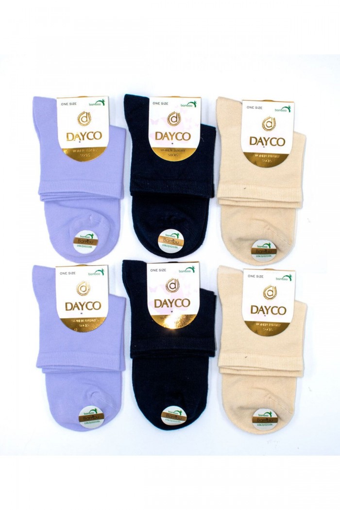 Premium Dikişsiz Kadın Bambu Yarım Konç Çorap 6'lı Asorti Set - 355-KLL