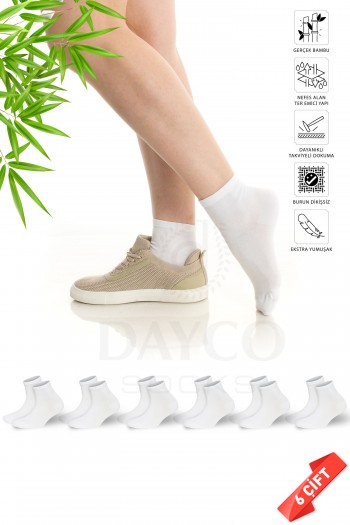 Premium Dikişsiz Kadın Yarım Konç Bambu Çorap 6'lı - 357-BYZ