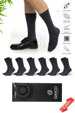 Füme Yazlık Dikişsiz Erkek Bambu Çorap Soket 6'lı Set (İnce Yazlık Bambu Çorap) - 45-47 - 10125-FUME
