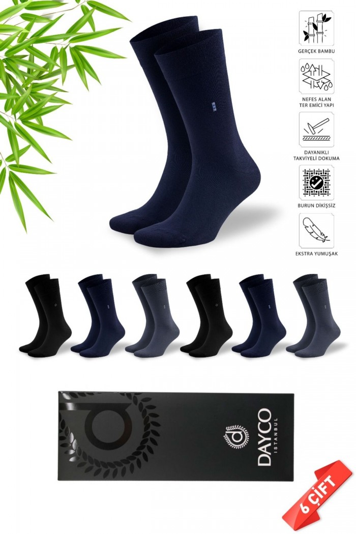 Asorti Yazlık Dikişsiz Erkek Bambu Çorap Soket 6'lı Set (İnce Yazlık Bambu Çorap) - 45-47 - 10125-FLS
