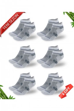 Premium Dikişsiz Kulaklı Bambu Süper Patik Çorap - 39-42 - 10590-GRML-39-42