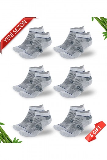 Premium Dikişsiz Kulaklı Bambu Süper Patik Çorap - 43-46 - 10590-GRML-43-46