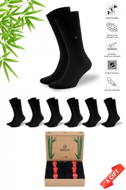 Siyah Renk Mevsimlik Erkek Bambu Çorap 6'lı Set - 481