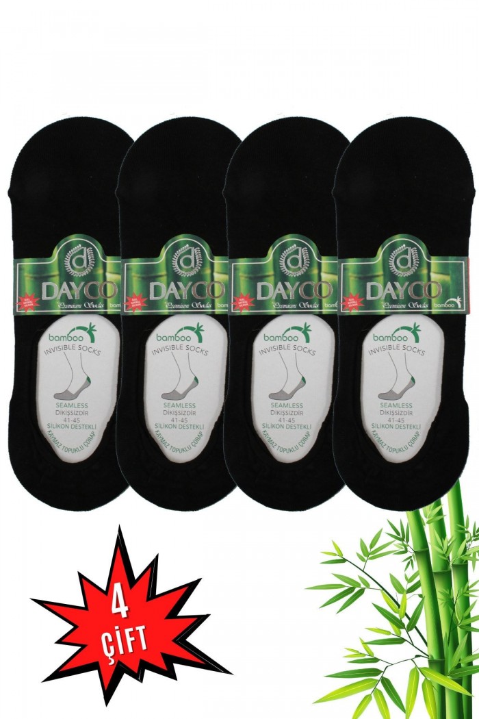 Siyah Renk Erkek Bambu Babet Çorap 4'lü Set - C100