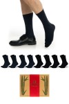 4 Siyah 4 Lacivert Asorti Renk Yazlık Erkek Bambu Çorap Soket 8'li Set Premium Kraft Kutulu - 476
