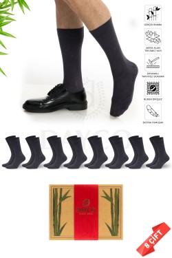 Füme Renk Yazlık Erkek Bambu Çorap Soket 8'li Set Premium Kraft Kutulu - 474