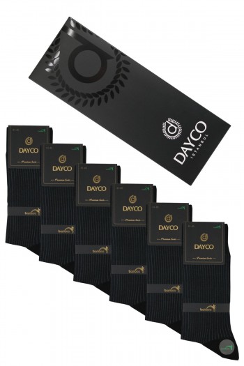Siyah Çizgili Bambu Erkek Çorap 6'lı Set Yazlık - 10200