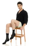 Jakarlı Siyah Renk Yazlık Erkek Bambu Çorap 6'lı Set - 10201