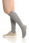 Premium Bambu Dikişsiz Kadın Dizaltı  Çorap Gri Melanj - 389-GRML-35-38