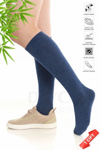 Premium Bambu Kadın Dizaltı Çorap (1 Çift) - 383-JNML-35-38