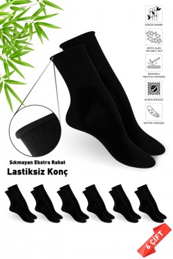 Premium Lastiksiz Sıkma Yapmayan Siyah Renk Dikişsiz Kadın Bambu Soket Çorap - 36-40 - 371SYH